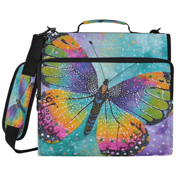 Wobogo Binder Bag 3 Ring Binder Organizer Laptop Compartment Waterproof File Folder Case Large Capacity,Monarch Butterfly