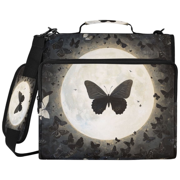 Wobogo Binder Bag 3 Ring Binder Organizer Laptop Compartment Waterproof File Folder Case Large Capacity,Moonlight Butterfly