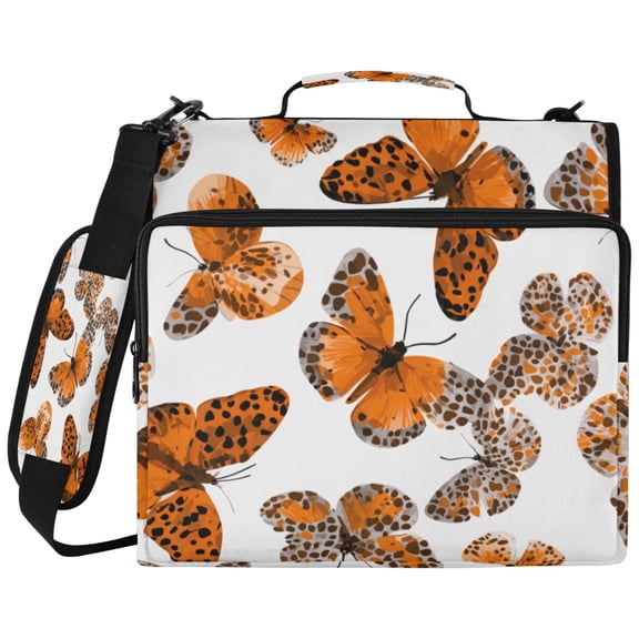 Wobogo Binder Bag 3 Ring Binder Organizer Laptop Compartment Waterproof File Folder Case Large Capacity,Spotted Butterfly