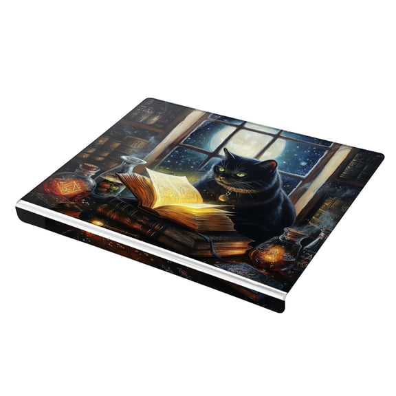 Wobogo Black Cat Magic Room Acrylic Cutting Board with Counter Lip 16.5"x13.4 Perfect for Bread Meat Veggies & More Great Kitchen Essential Gadgets & Decor