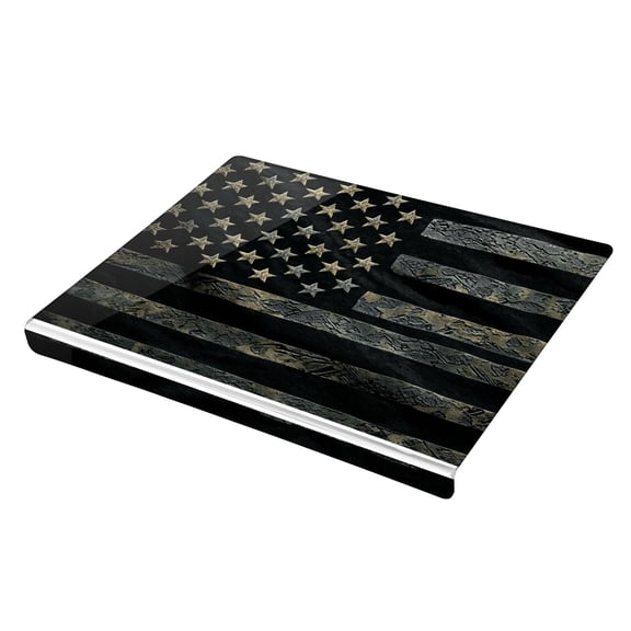 Wobogo Black Design American Flag Acrylic Cutting Board with Counter Lip 16.5"x13.4 Perfect for Bread Meat Veggies & More Great Kitchen Essential Gadgets & Decor