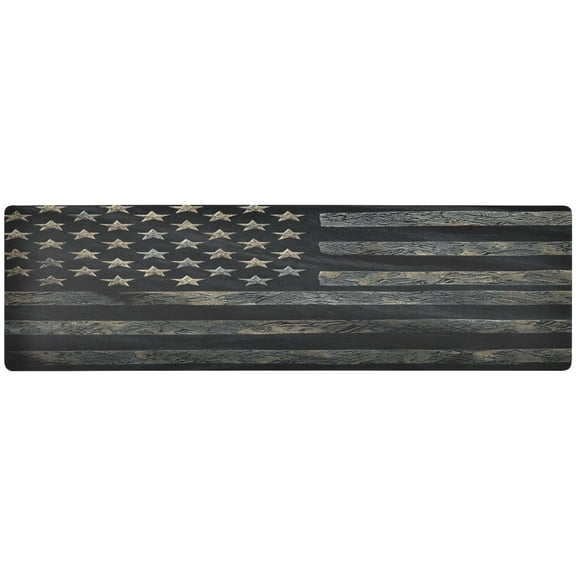 Wobogo Black Design American Flag Long Dining Table Decor Trivet Heat Resistant Silicone Mat for Coffee Maker Air Fryer Non Slip Desk Pad