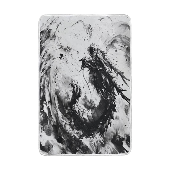 Wobogo Black Dragon Flannel Fleece Bed Blanket as Bedspread Coverlet Sofa Blankets (90x60in) Soft Lightweight Warm and Cozy