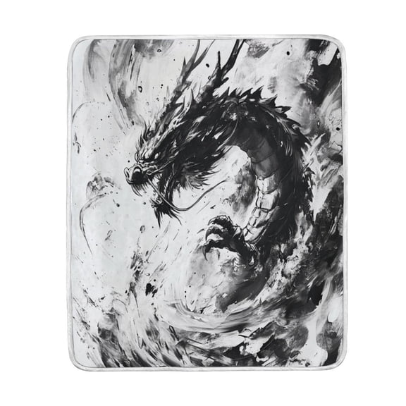 Wobogo Black Dragon Flannel Fleece Bed Blanket as Bedspread Coverlet Sofa blankets (50x60in) Soft Lightweight Warm and Cozy