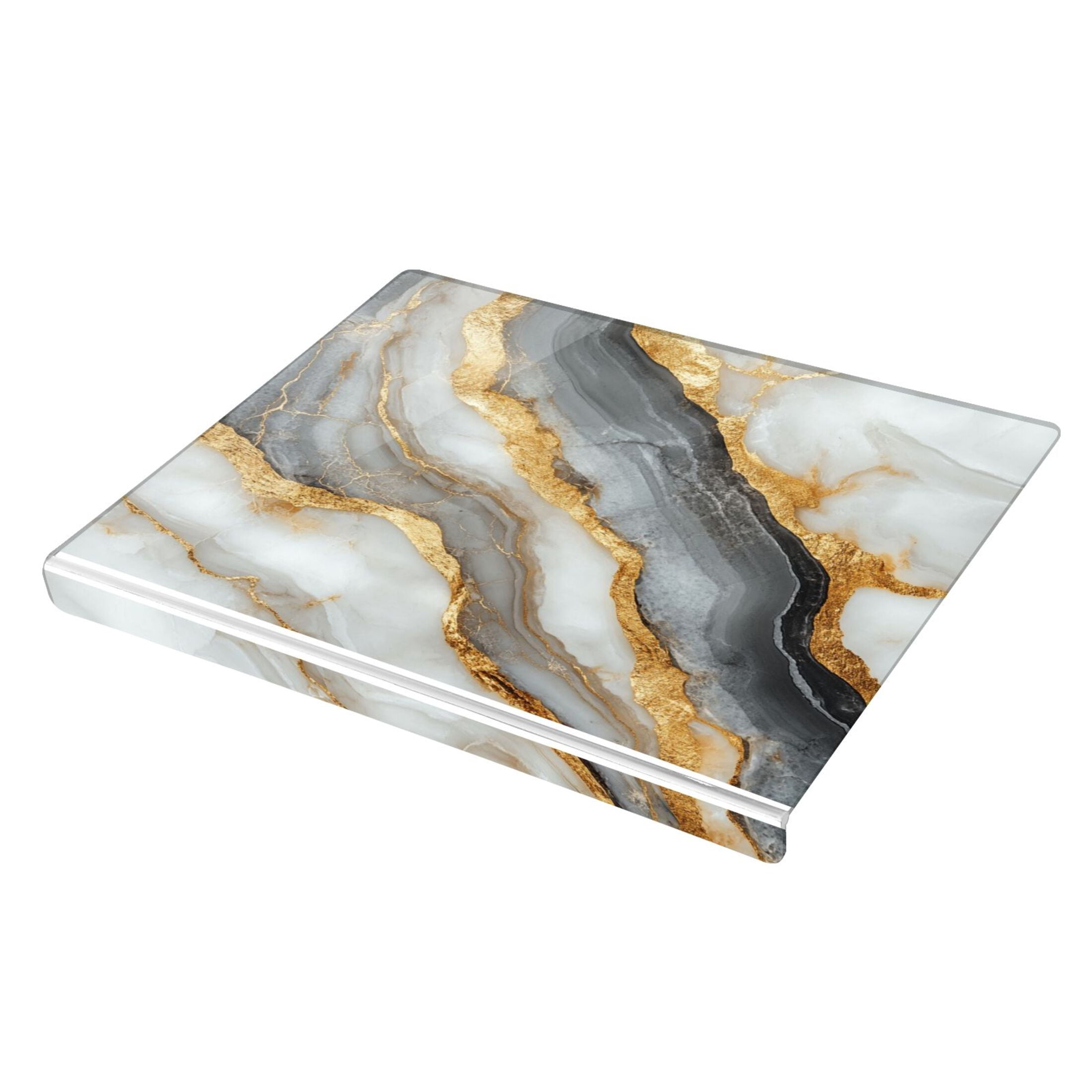 Wobogo Black Gold Marble Pattern Acrylic Cutting Board with Counter Lip 16.5"x13.4 Perfect for Bread Meat Veggies & More Great Kitchen Essential Gadgets & Decor