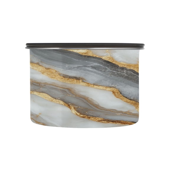 Wobogo Black Gold Marble Pattern Food Storage Jars 304 Food Grade Stainless Steel Canisters With Vacuum Airtight Lids for Coffee Snacks Nuts Cereal 500ML