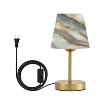 Wobogo Black Gold Marble Pattern Table Lamps Three-channel Adjustable Lighted Antique Brass Metal Base Simple Modern Style for Bedroom Nightstands Living Room and Office