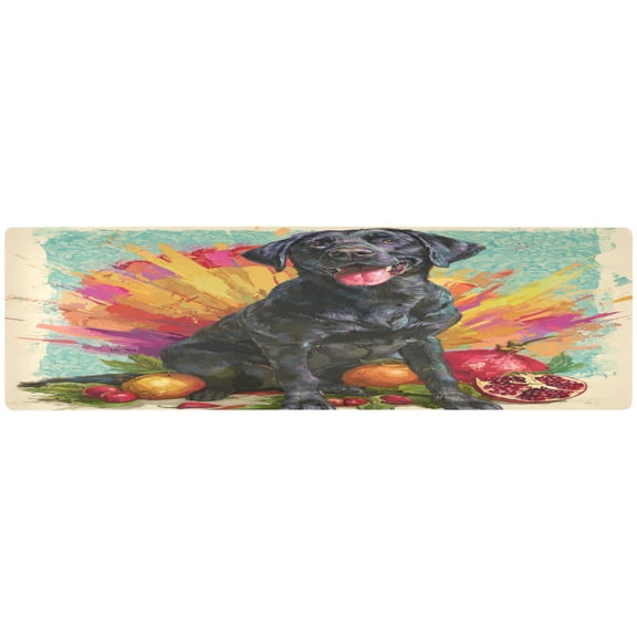 Wobogo Black Labrador Long Dining Table Decor Trivet Heat Resistant Silicone Mat for Coffee Maker Air Fryer Non Slip Desk Pad