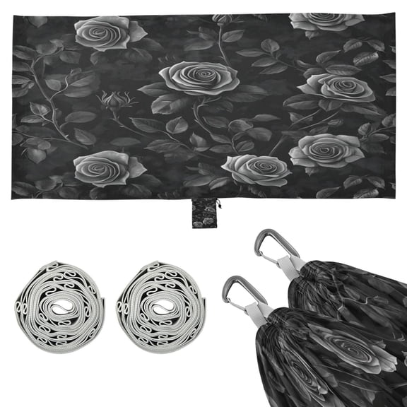 Wobogo Black Rose Camping Hammocks 330 lb Capacity with Tree Straps and Hanging Pockets for Outside Hiking Beach Backpack Travel