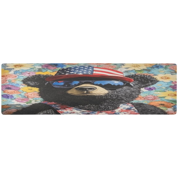 Wobogo Black Teddy Bear Long Dining Table Decor Trivet Heat Resistant Silicone Mat for Coffee Maker Air Fryer Non Slip Desk Pad