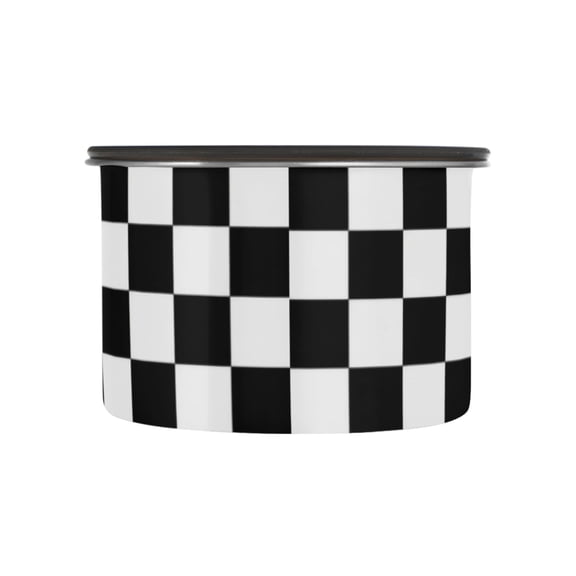 Wobogo Black and White Checkered Food Storage Jars 304 Food Grade Stainless Steel Canisters With Vacuum Airtight Lids for Coffee Snacks Nuts Cereal 500ML