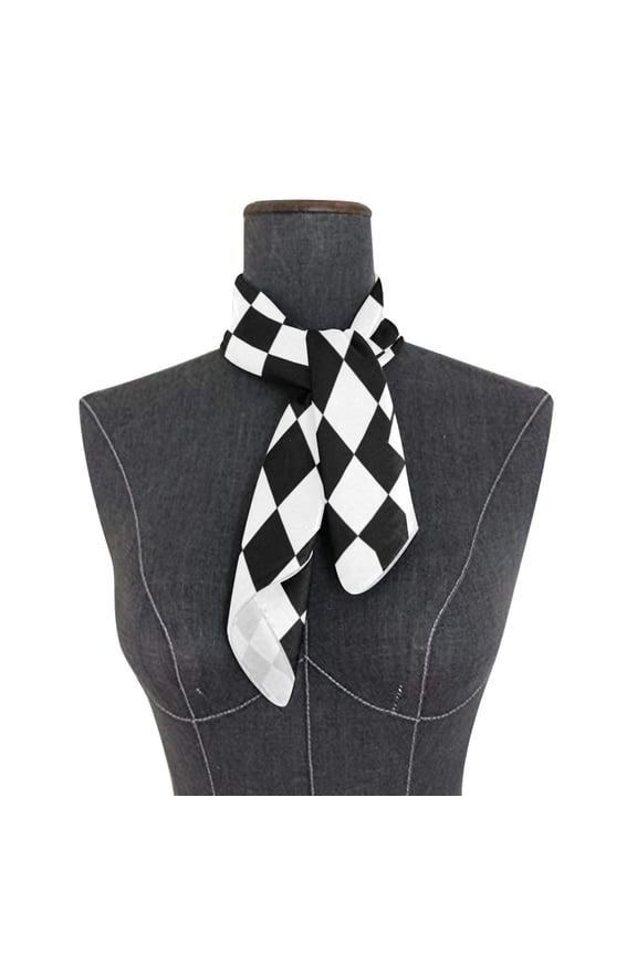 Wobogo Black and White Checkered Square Scarf 23.62 x 23.62 In Lightweight Polyester Silk-Feel Neck Scarf for Women Fashion Head Scarf Hair Wrap Bandana