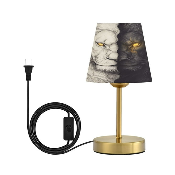 Wobogo Black and White Lion Table Lamps Three-channel Adjustable Lighted Antique Brass Metal Base Simple Modern Style for Bedroom Nightstands Living Room and Office