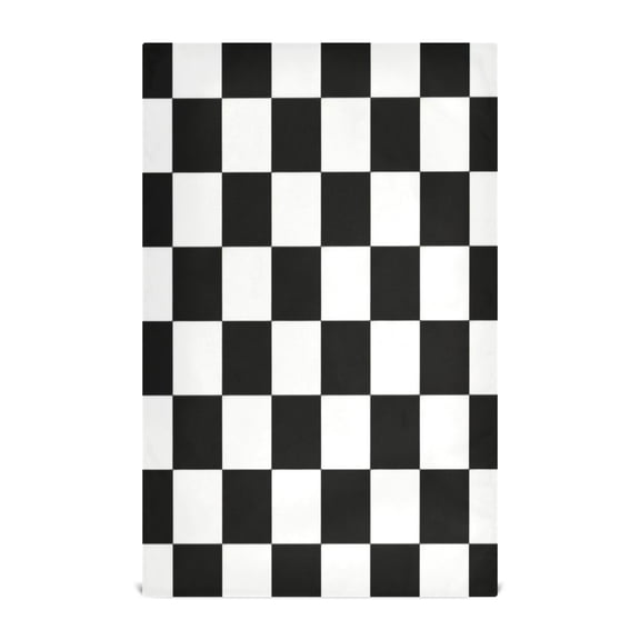 Wobogo Black and White Checkered Kitchen Towel 1 Piece Large Cotton Dishcloth Premium Absorbency Set with Hanging Loop