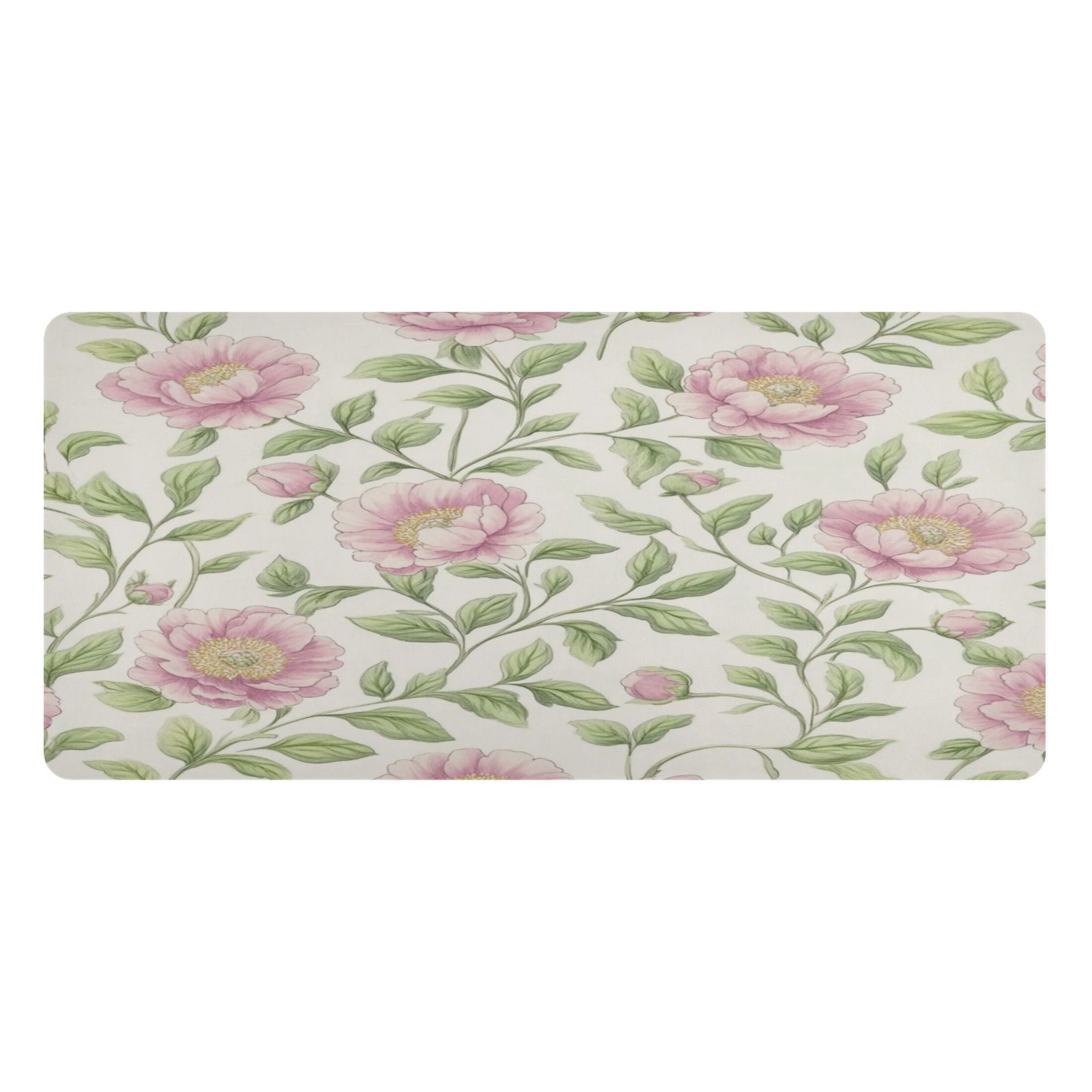 Wobogo Blooming Pink Peonies Gaming Mouse Pad Non-slip Leather Desk Mat Water Resist Keyboard Pad for Gamer Office 16.5×35.4in