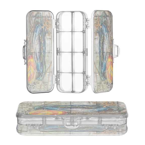 Wobogo Blue Crab Clear Pencil Case Plastic Pencilboxes Stackable Design Study Materials for Classroom Office