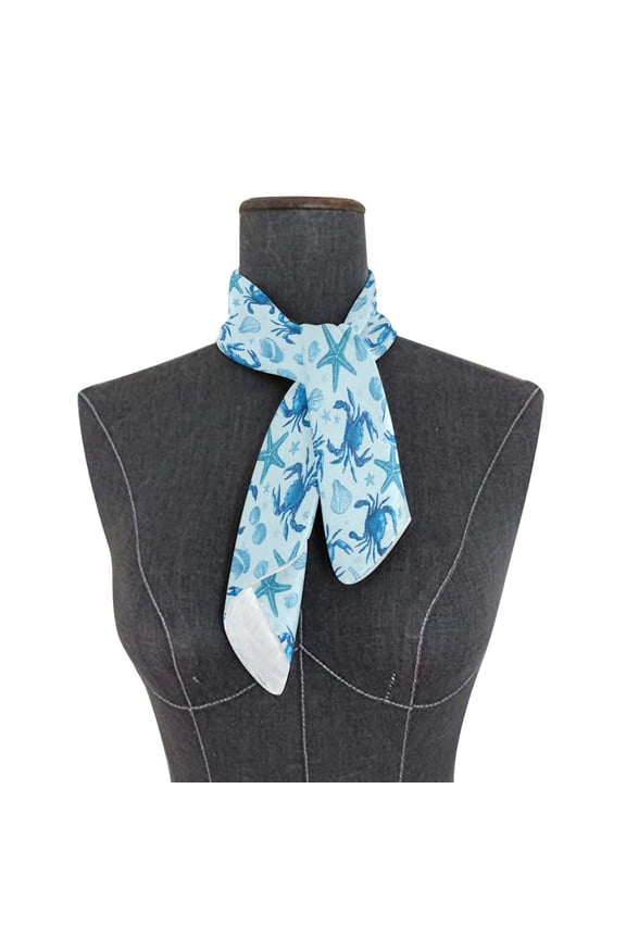 Wobogo Blue Crabs Square Scarf 23.62 x 23.62 In Lightweight Polyester Silk-Feel Neck Scarf for Women Fashion Head Scarf Hair Wrap Bandana