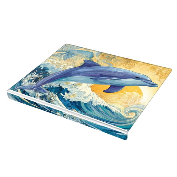 Wobogo Blue Dolphin Acrylic Cutting Board with Counter Lip 16.5"x13.4 Perfect for Bread Meat Veggies & More Great Kitchen Essential Gadgets & Decor