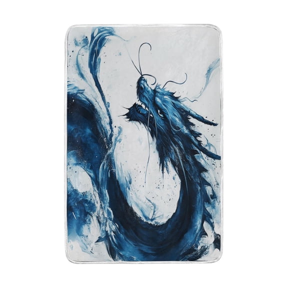 Wobogo Blue Dragon Flannel Fleece Bed Blanket as Bedspread Coverlet Sofa Blankets (90x60in) Soft Lightweight Warm and Cozy