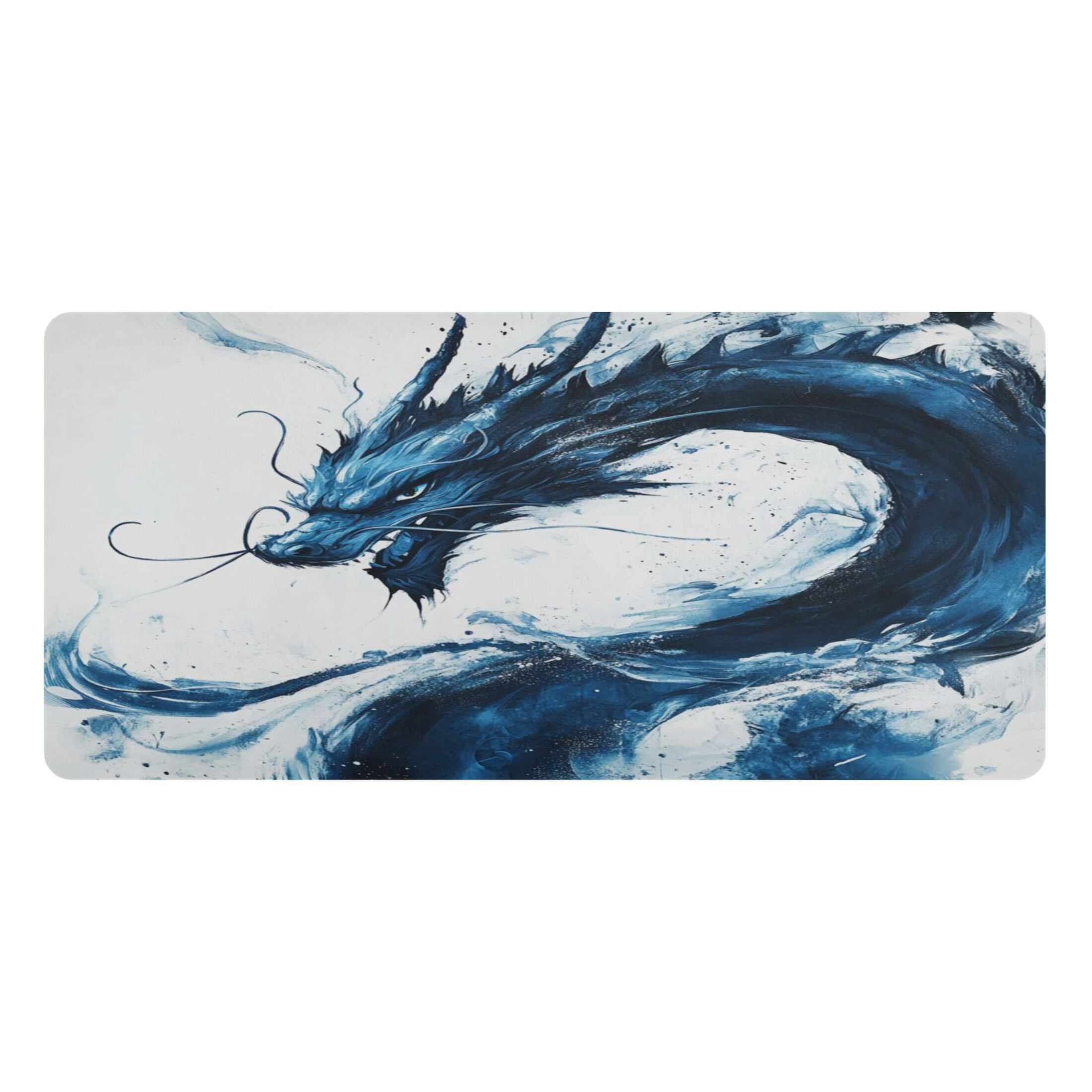 Wobogo Blue Dragon Gaming Mouse Pad Non-slip Leather Desk Mat Water Resist Keyboard Pad for Gamer Office 16.5×35.4in