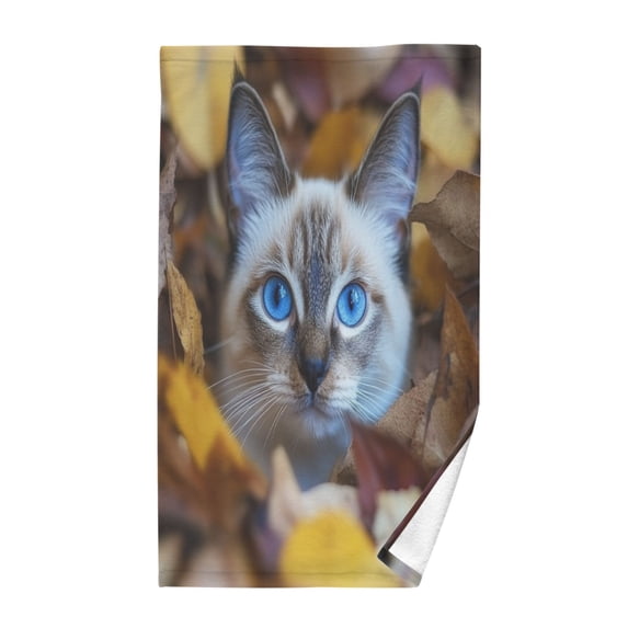 Wobogo Blue Eyes Cat Face Towel Soft Breathable Cotton Towel Set for Bathroom Kitchen Hotel Spa Gift Decor