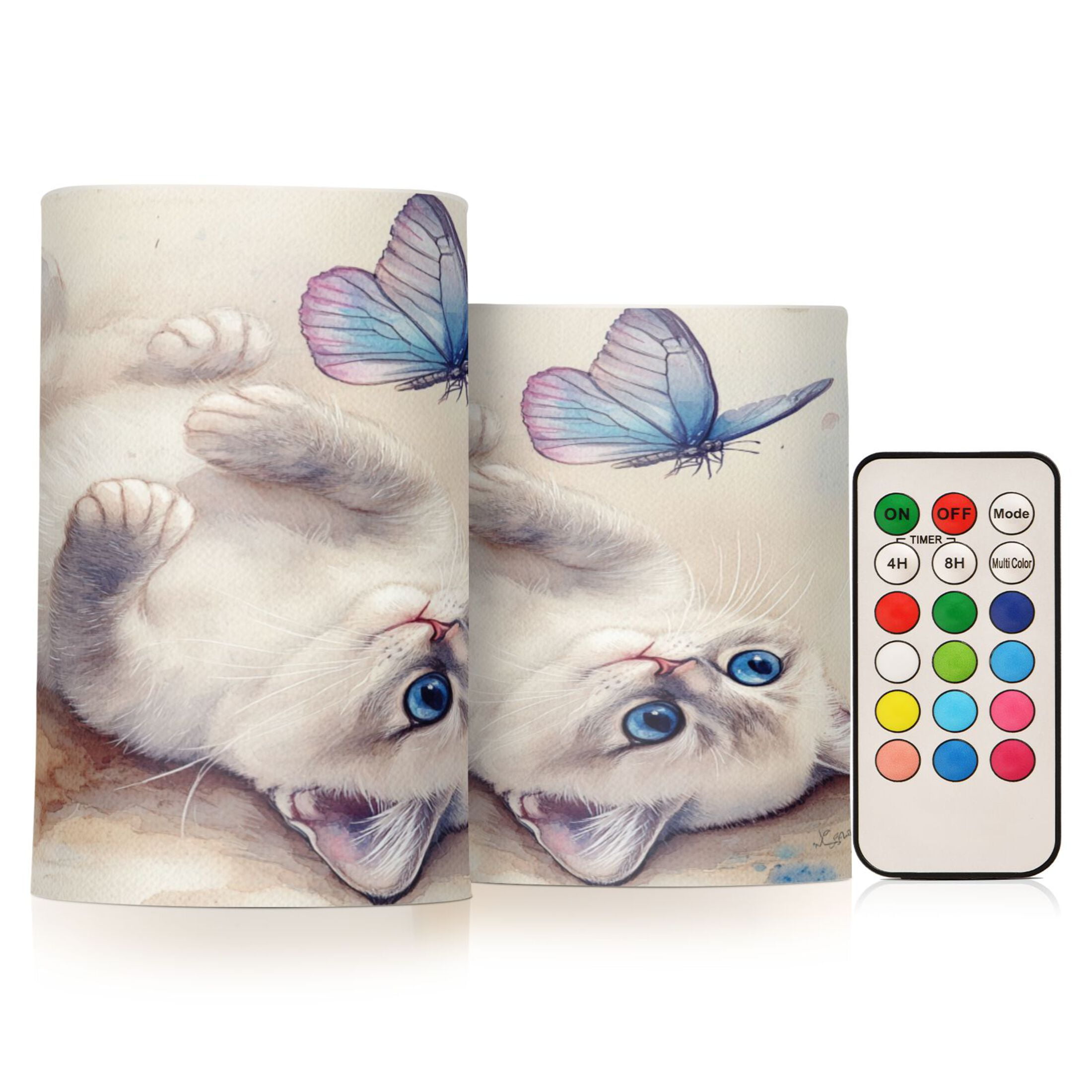 Wobogo Blue Eyes Ragdoll Cat Combo Flameless Flickering Candle Light ...