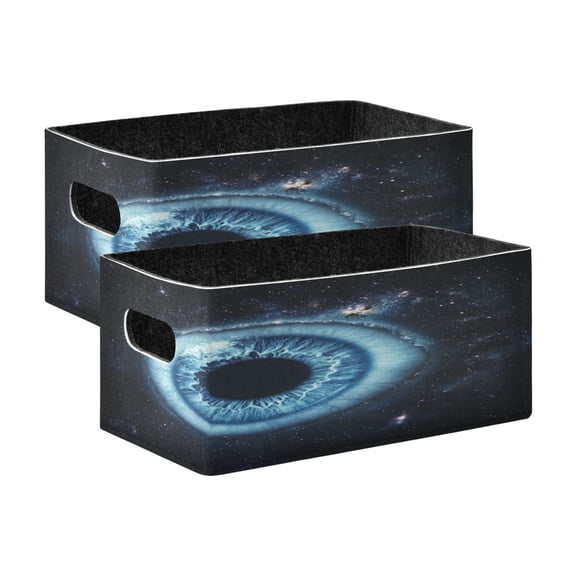Wobogo Blue Iris Pattern Decorative Folding Storage Basket Set of 2 for Desktop Bedroom Living Room Dressing Table