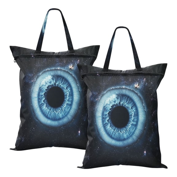 Wobogo Blue Iris Pattern Travel Laundry Bag Dirty Clothes Organizer Top Handle Strap Design Suitable for Beach Camping Dormitory Bathrooms