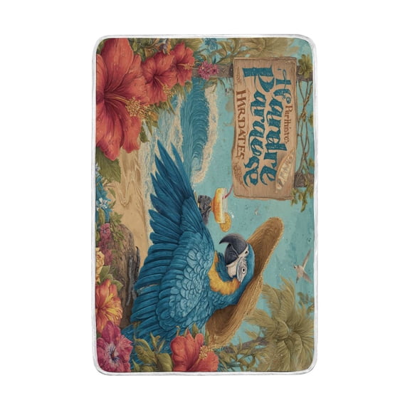 Wobogo Blue Macaw Flannel Fleece Bed Blanket as Bedspread Coverlet Sofa Blankets (90x60in) Soft Lightweight Warm and Cozy