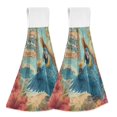 thumbnail image 1 of Wobogo Blue Macaw Hand Towel Set of 2 Absorbent for Kitchen and Bathroom With Velcro Hanging Loop 18.2×14in, 1 of 7