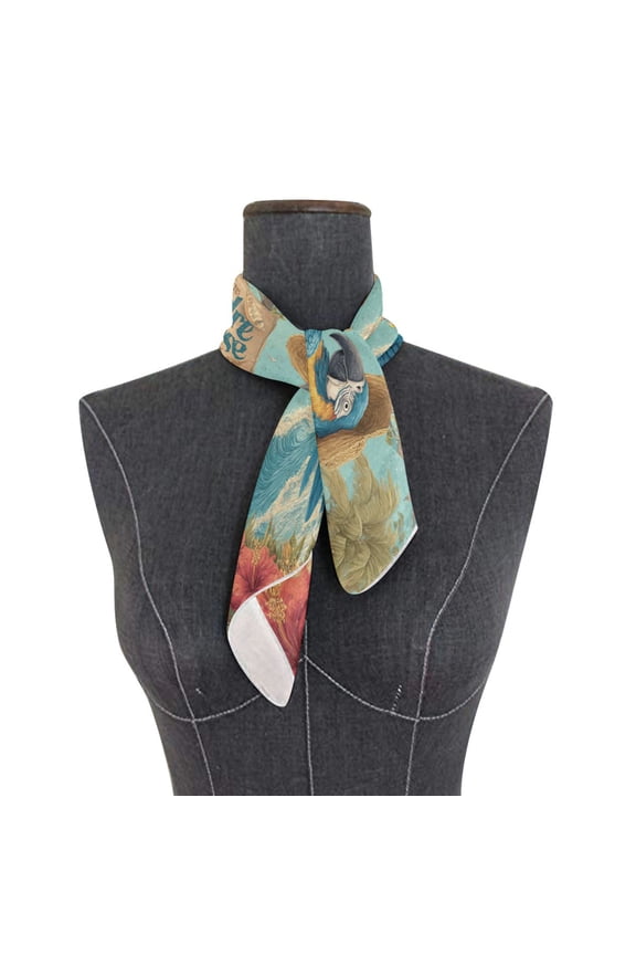 Wobogo Blue Macaw Square Scarf 23.62 x 23.62 In Lightweight Polyester Silk-Feel Neck Scarf for Women Fashion Head Scarf Hair Wrap Bandana