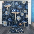 thumbnail image 1 of Wobogo Blue Mushroom Bathroom Shower Curtain Set with Floor Mat and Hooks Ultra Waterproof Visible Slider Beads, 1 of 7