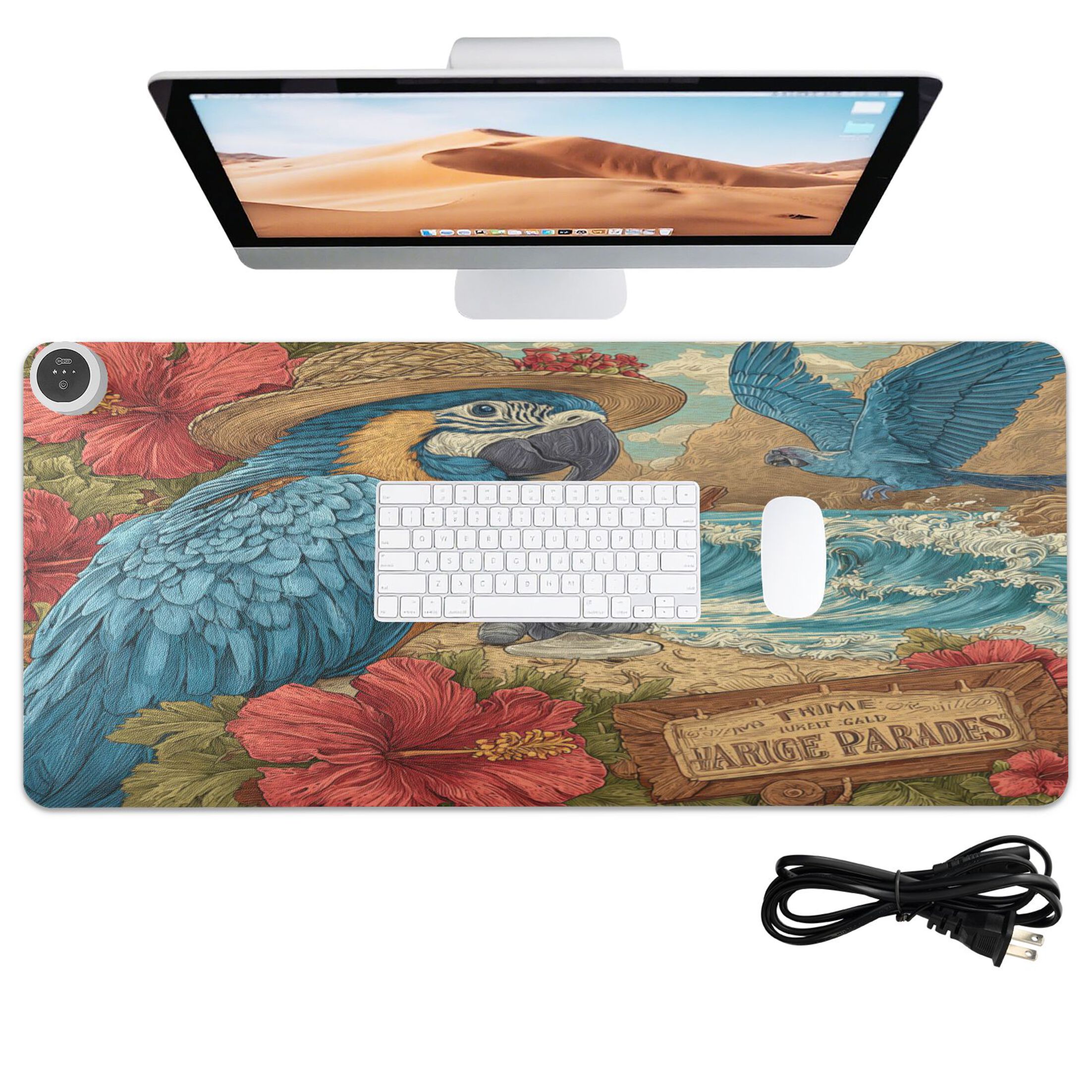 Parrot Computer Mouse Wobogo Blue Parrot Heated Mouse Pad Extra-Large Desk Mat With 3 Heating ...