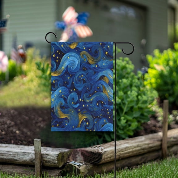 Wobogo Blue Swirled Waves Garden Flag 12×18 Inch Double Sided For Outdoor Yard Decoration