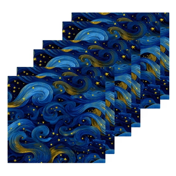 Wobogo Blue Swirled Waves Square Cotton Towel Set of 2 Soft and Skin-friendly with Good Absorbency 12×12in