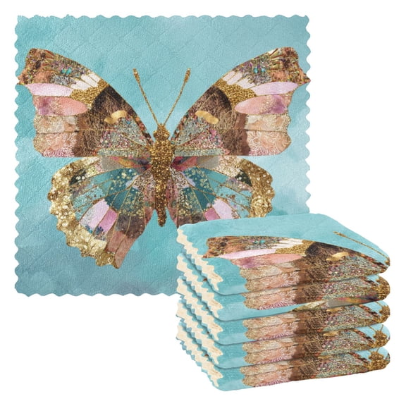 Wobogo Bohemian Style Butterfly Kitchen Towels 6pcs Ultra Soft Highly Absorbent Quick Drying Dish Cloths 11×11inch