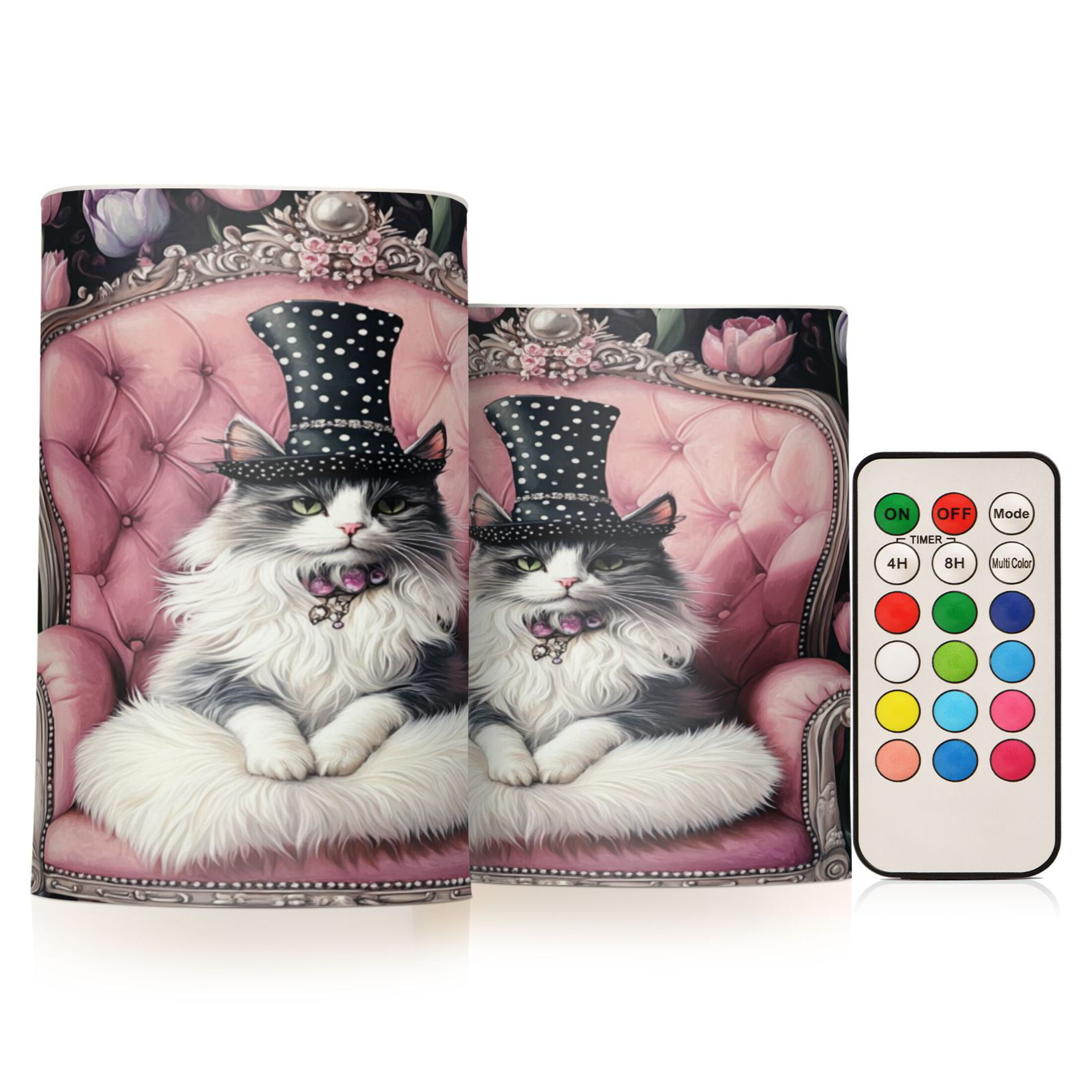 Wobogo Bowler Hat Ragdoll Cat Combo Flameless Flickering Candle Light ...