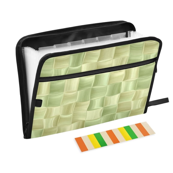 Wobogo Bright Green Checkered Expanding File Folder Letter Size Accordion Filing Organizer 13 Pocket Separate Organ Pocket