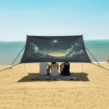 Wobogo Bright Starry Night Beach Tent Camping Sun Shelter 110 x 125in UPF50+ Outdoor Shade for Trips Fishing Picnics