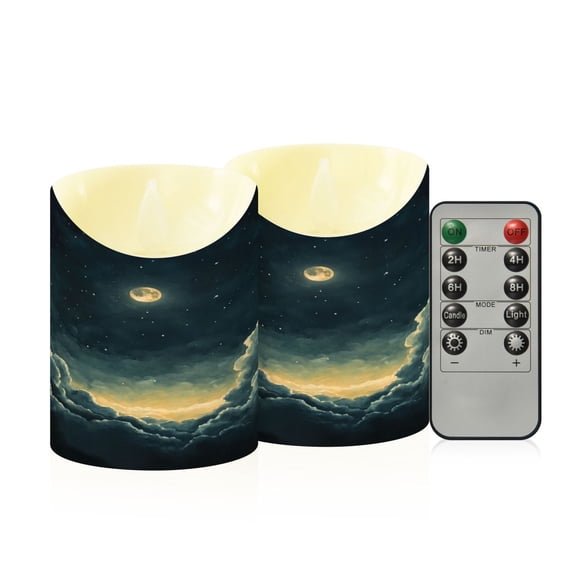 Wobogo Bright Starry Night Flameless Candles with Remote Battery Operated Flickering LED Candles with Timer 2/4/6/8H Small Size