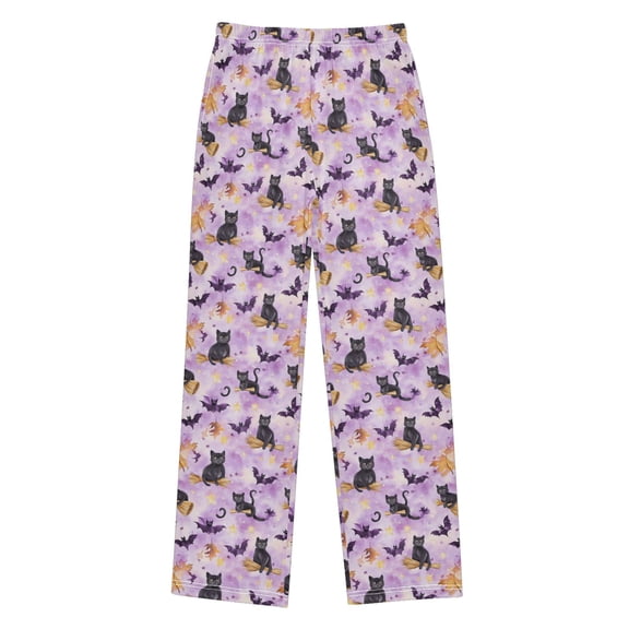 Wobogo Broomcat Bat Long Pajama Pants Bottoms Soft Sleepwear with Pockets