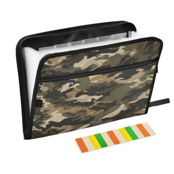 Wobogo Brown Camouflage Expanding File Folder Letter Size Accordion Filing Organizer 13 Pocket Separate Organ Pocket