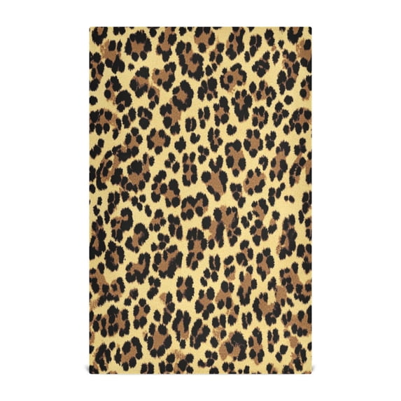 Wobogo Brown Leopard Kitchen Towel 6 Piece Large Cotton Dishcloth Premium Absorbency Set with Hanging Loop