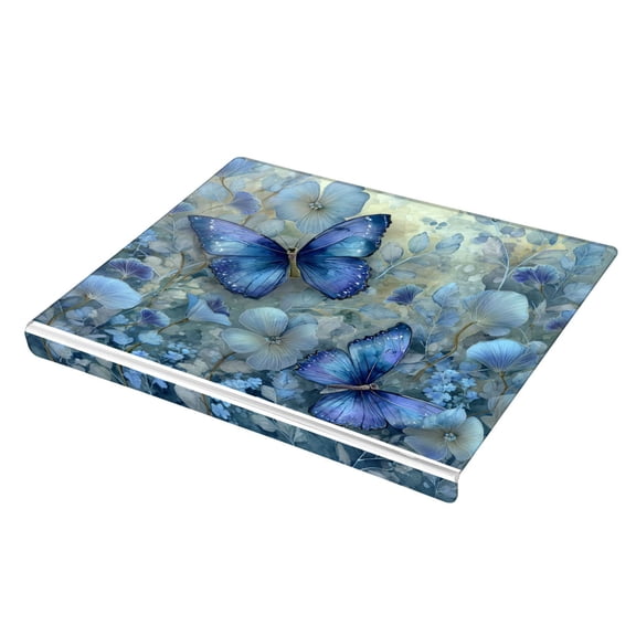 Wobogo Butterfly Floral Acrylic Cutting Board with Counter Lip 16.5"x13.4 Perfect for Bread Meat Veggies & More Great Kitchen Essential Gadgets & Decor