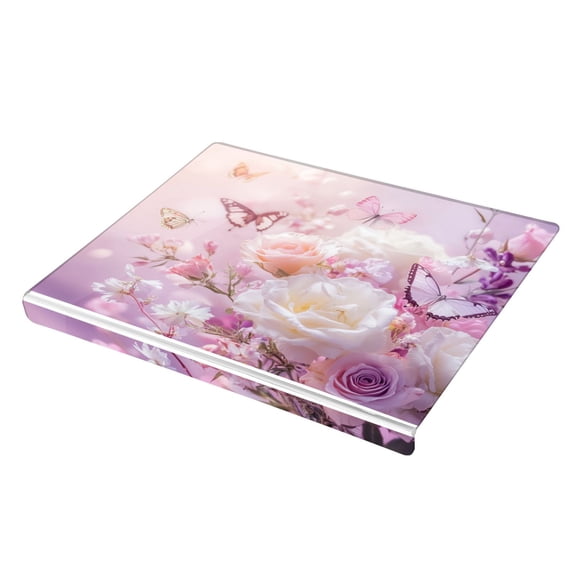 Wobogo Butterfly Garden Acrylic Cutting Board with Counter Lip 16.5"x13.4 Perfect for Bread Meat Veggies & More Great Kitchen Essential Gadgets & Decor
