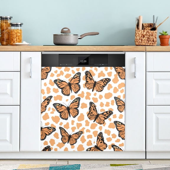 Wobogo Butterfly Print Leopard Pattern Magnetic Dishwasher Sticker Personalized DIY Beautiful and Practical Home Kitchen Fridge Decorations 2316in
