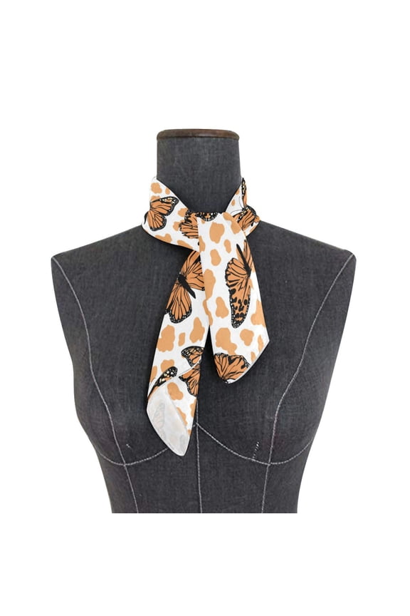 Wobogo Butterfly Print Leopard Pattern Square Scarf 23.62 x 23.62 In Lightweight Polyester Silk-Feel Neck Scarf for Women Fashion Head Scarf Hair Wrap Bandana