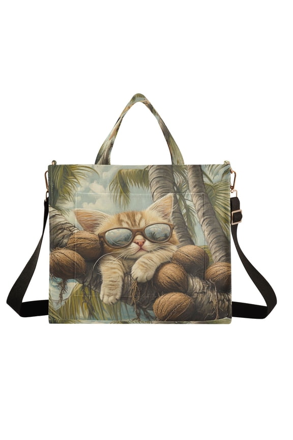 Wobogo Calico Cat Corduroy Tote Bag for Women Travel Crossbody Bag Purse Women Shoulder Bags Work Handbags Daily Commuter Bag 13.7×12.2inch