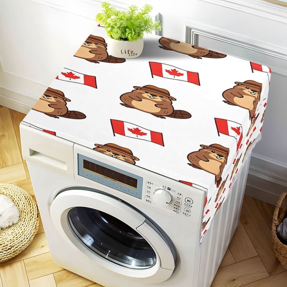Wobogo Canadian Beaver Washing Machine Cover Dustproof Washer Dryer Cover Waterproof Laundry Room Decorative Protector