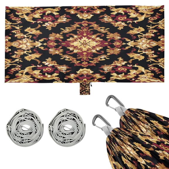 Wobogo Carpet Patterns Camping Hammocks 330 lb Capacity with Tree Straps and Hanging Pockets for Outside Hiking Beach Backpack Travel